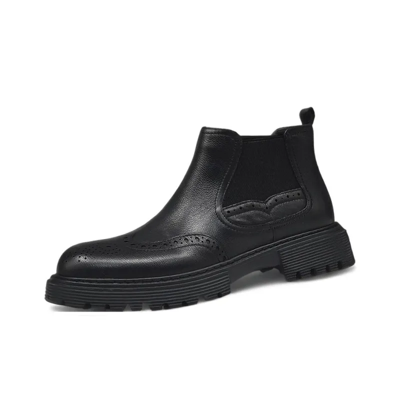 Devanro Short Chelsea Boots 3cm Men's Black-0
