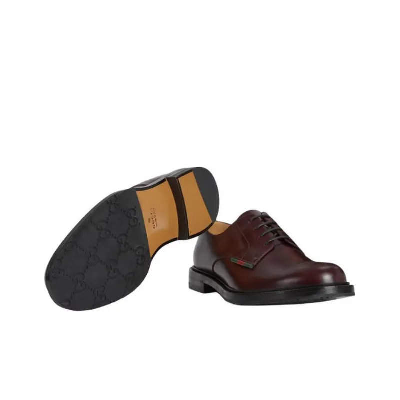 GUCCI Web Dress Shoes Men's Burgundy-5