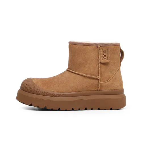 Angelmi Warm And Wear Resistant Short Snow Boots Unisex Camel