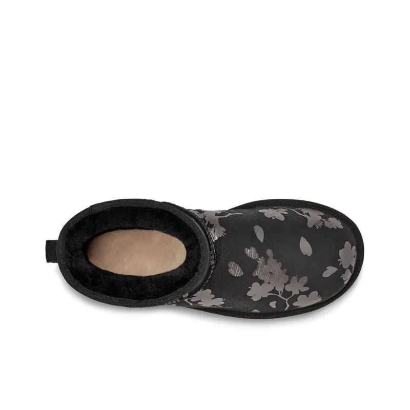 UGG Classic Mini Floral Foil Fleece Lined Black Women's-4