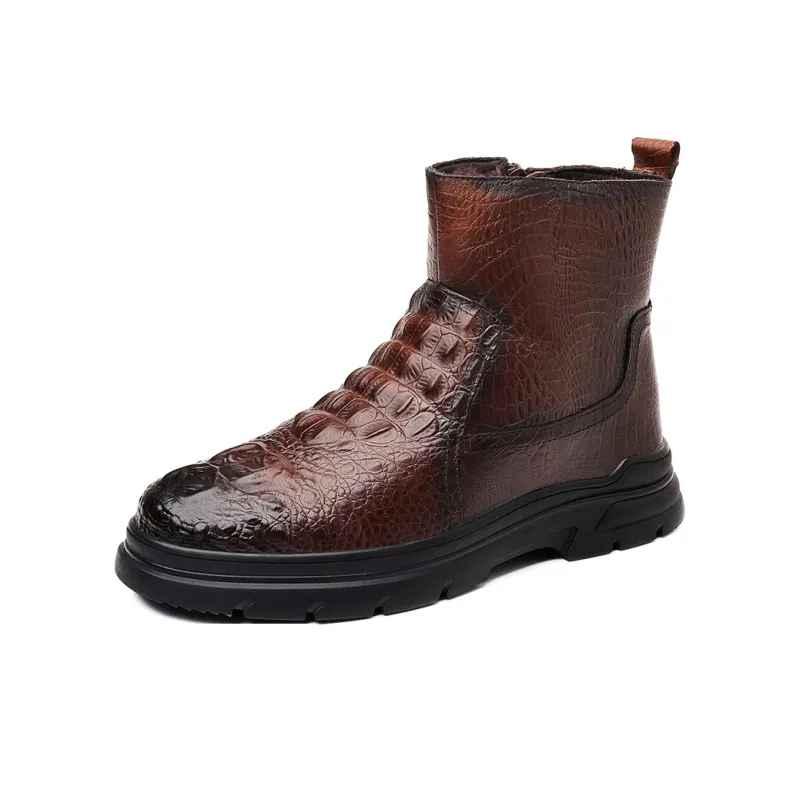 MODENGPAN Ankle Boots Men Black/Brown-6