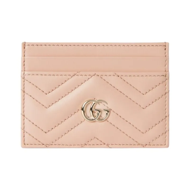GUCCI Marmont Leather Card Holder Women's Light Pink-0