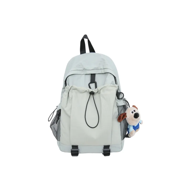 Yalu Nylon Backpack Regular Unisex Light Gray/Red/Black/Neon Green/Brown-4