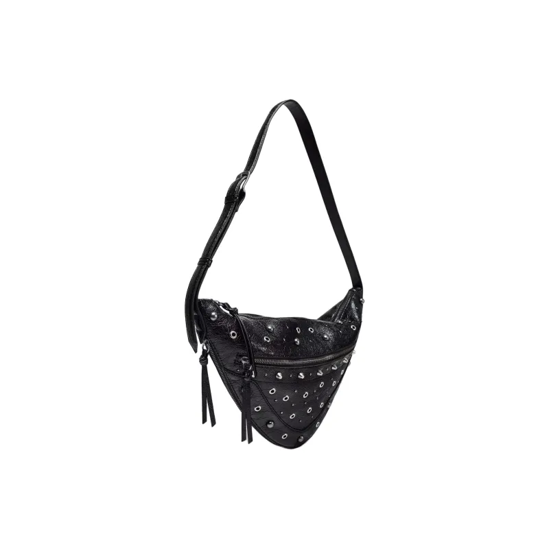 ZARA Polyurethane Crossbody Bag Shoulder Bag Small Size Women's Black-1