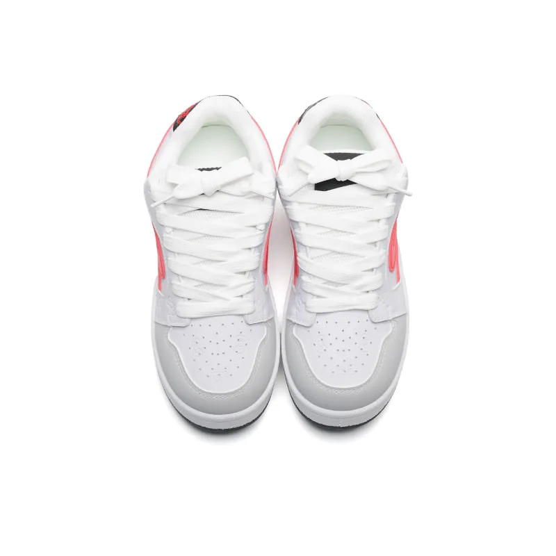 Anime Story Slip Resistant, Abrasion Resistant, Lightweight, Breathable Low Top Skateboard Shoes Women's White Red-3