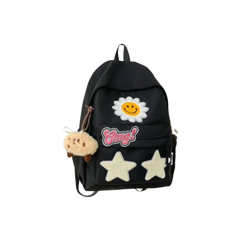 BRABOSTON Nylon Fabric Backpack Regular Unisex Beige Yellow/Ecru/Black/Pink-10