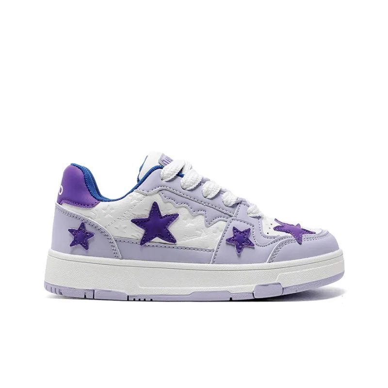 OUBT Anti Slip And Wear Resistant Breathable Low Top Skateboard Shoes Unisex White Purple-1
