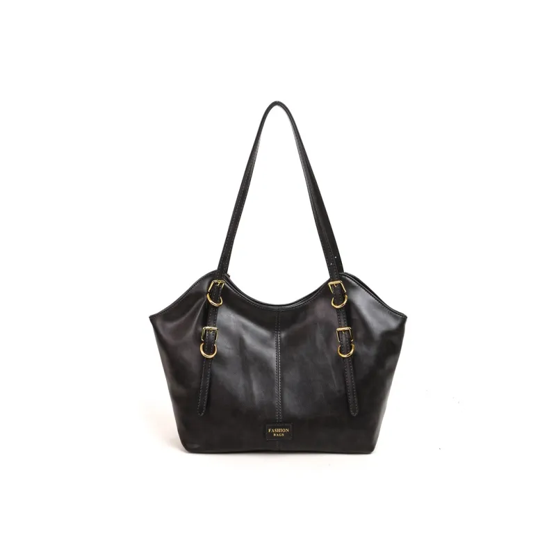 SUN EARTH &U PU Tote Bag, Shopping Bag, Shoulder Bag Women's Black/Brown/Coffee/Ecru-4
