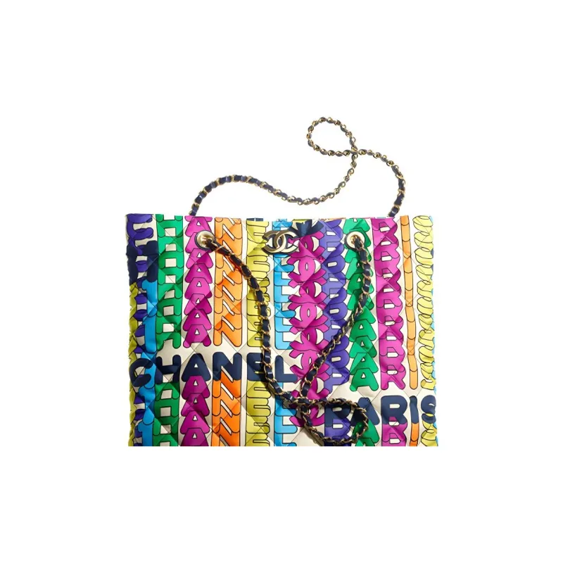 CHANEL Nylon Tote Bag, Shopping Bag, Crossbody Bag, Shoulder Bag Women's Rainbow-3