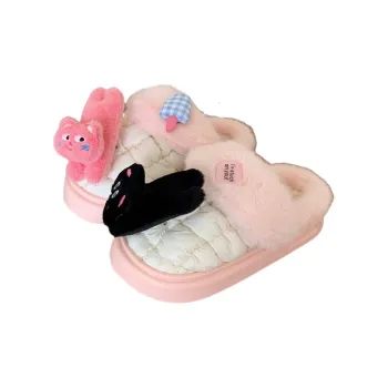 Thin Strips Cotton Slippers Women's, Pink