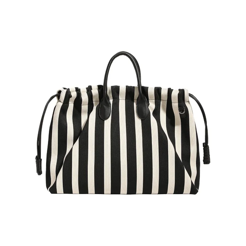 H YXIANG Canvas Canvas Bag Tote Bag Shopping Bag Handbag Women's Green/White-1