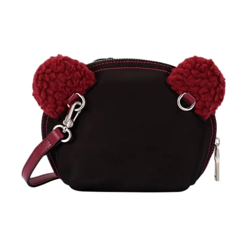 AJIDOU Disney, Collaboration Artificial Leather Shoulder Bag Medium Size Women's Black-2