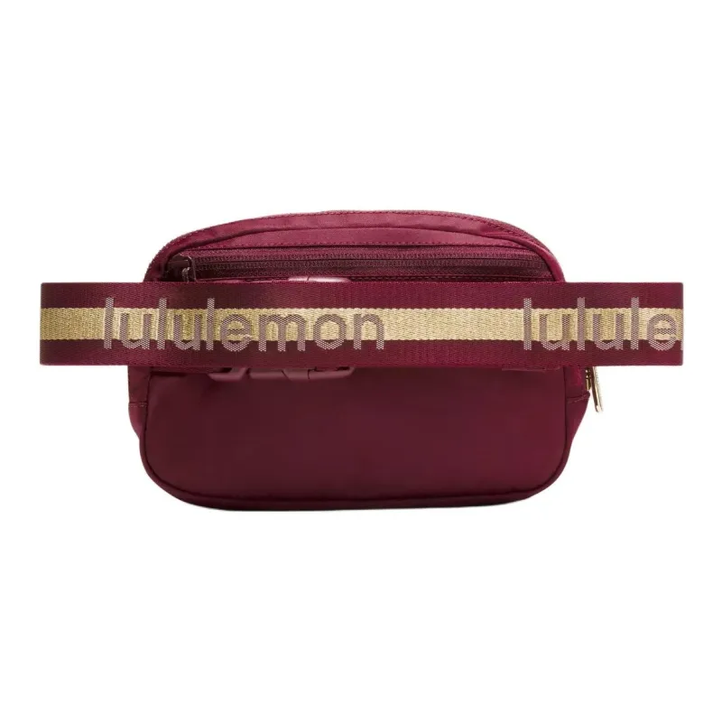 Lululemon Nylon Fanny Pack Unisex Deep Luxurious Red & Gold-1