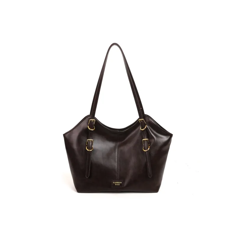 SUN EARTH &U PU Tote Bag, Shopping Bag, Shoulder Bag Women's Black/Brown/Coffee/Ecru-7