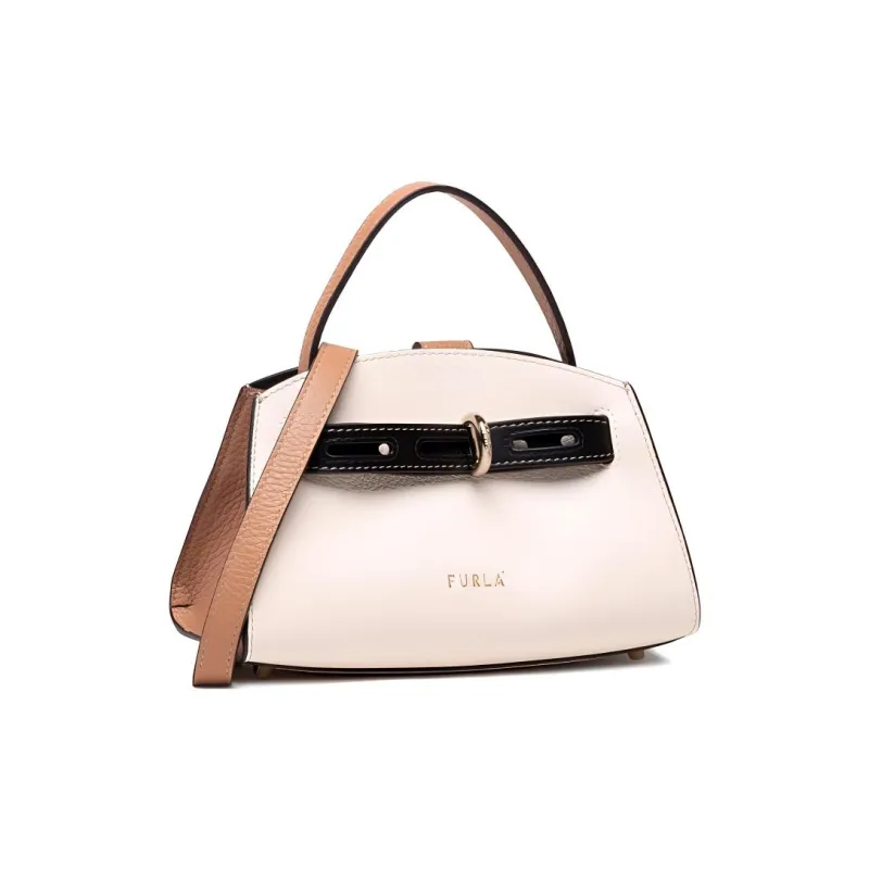 Furla Margherita Collection Multicolor Grained Leather Handbag Shoulder Bag Crossbody Bag Mini Women's Ecru & Black-1