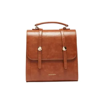 Three Blessings PU Backpack Medium Size Women's Black/White/Brown