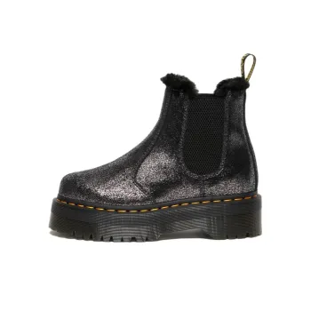 Dr.Martens 2976 Faux Fur Lined Metallic Platform Chelsea Boots 'Black' Women's