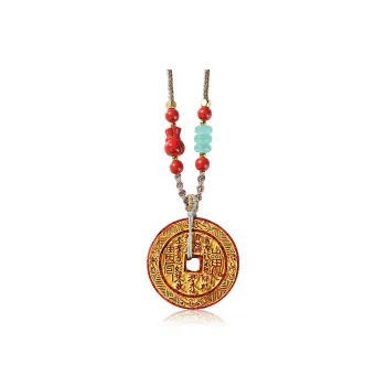 Artisan Lock Heart Jade Cinnabar Necklaces Unisex