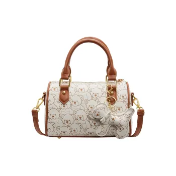 Yalu PU Boston Bag Handbags Regular Women's Ecru/Brown