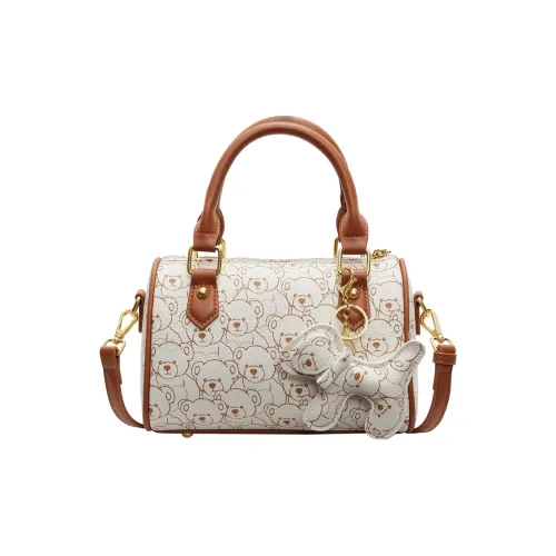 Yalu PU Boston Bag Handbags Regular Women's Ecru/Brown
