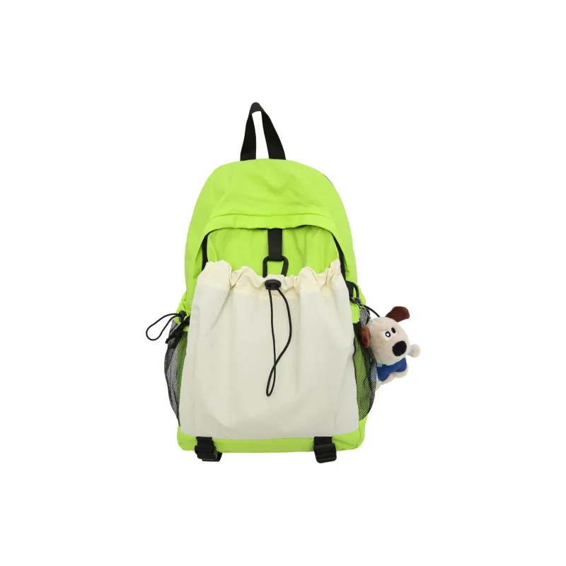 Yalu Nylon Backpack Regular Unisex Light Gray/Red/Black/Neon Green/Brown-16