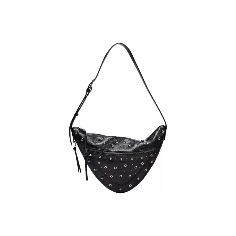 ZARA Polyurethane Crossbody Bag Shoulder Bag Small Size Women's Black-0