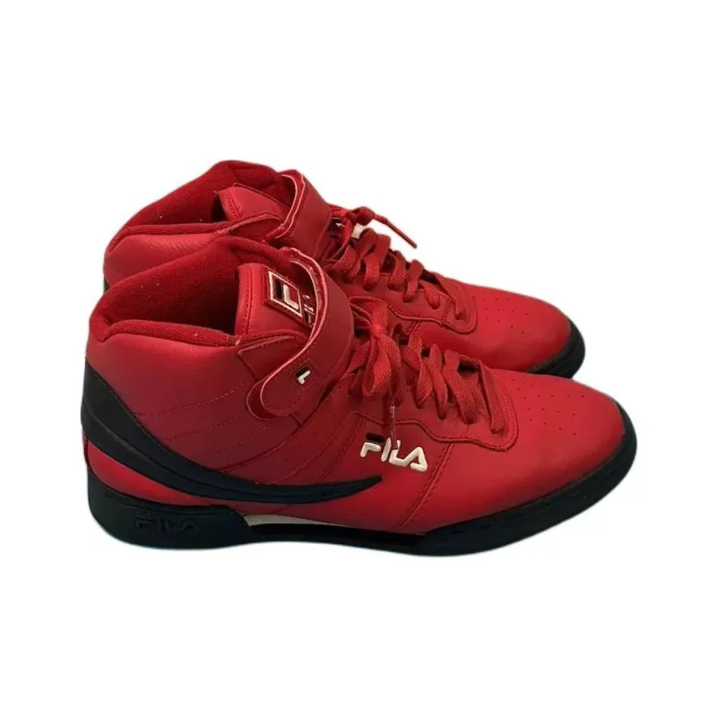 FILA Anti Slip Wear Resistant High Top Skateboard Shoes Men's Red-1