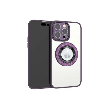 ZHUOJI PC Material Sparkling Rhinestone Round Glitter Stand Phone Cases Compatible With Apple 16/15/14/13 Series