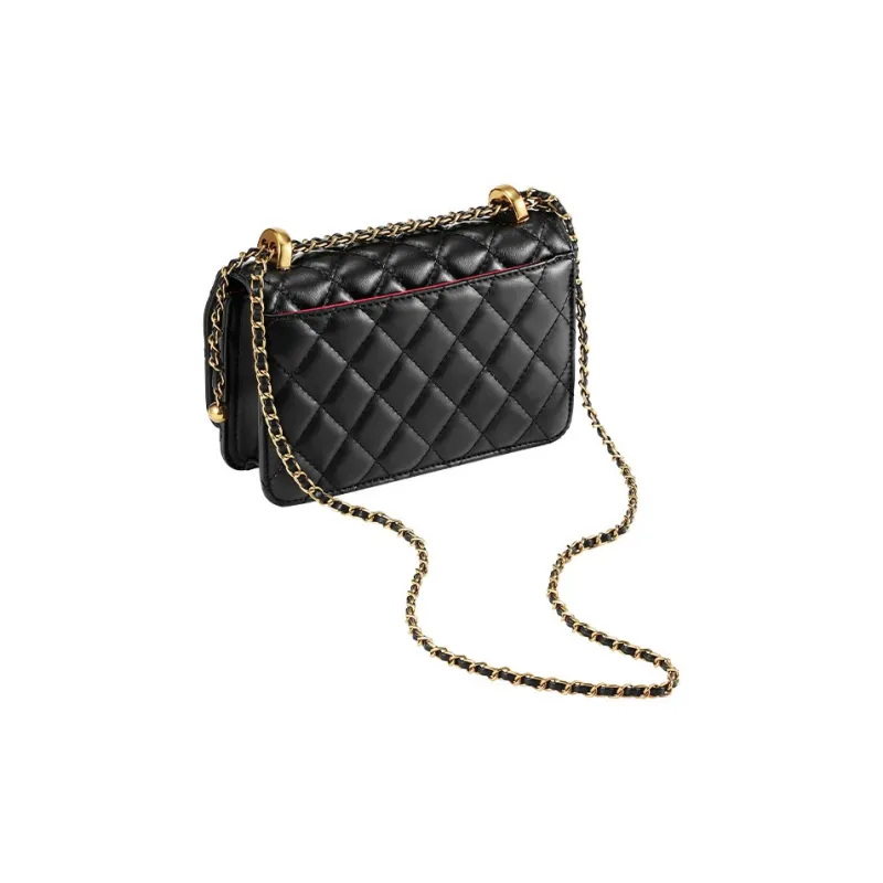 ANDFEEL Sheepskin One Shoulder Handle Chain Small Square Bag Regular Women's Black-3