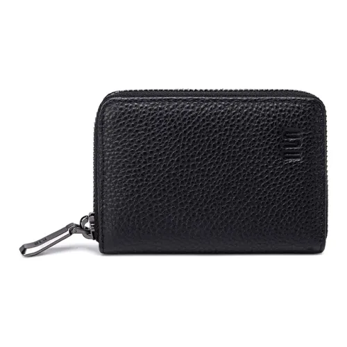 HLA Cow Leather Card Holder, Coin Purse Regular Unisex Classic Black/Brown