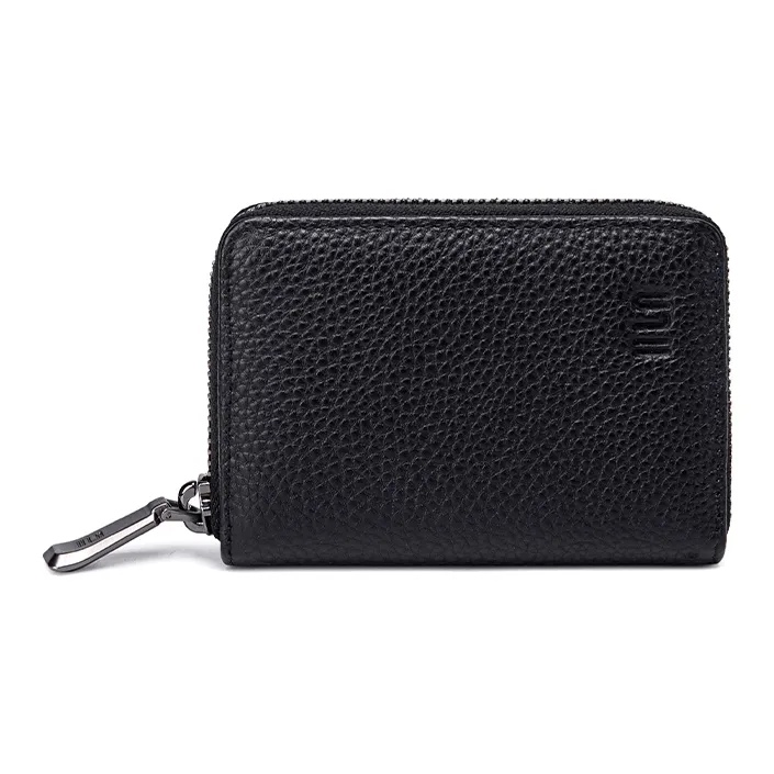 HLA Cow Leather Card Holder, Coin Purse Regular Unisex Classic Black/Brown-0