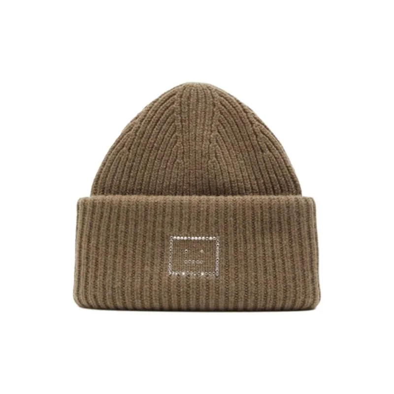 Acne Studios Wool Beanies Men's Khaki Green-0