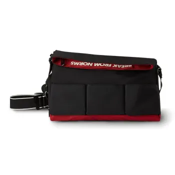 0592 Fabric One Shoulder Crossbody Gym Bags Small Size Unisex Black Red