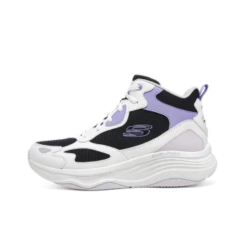 Skechers Cushioning, Wear Resistant High Top Casual Shoes Women's Black White Purple