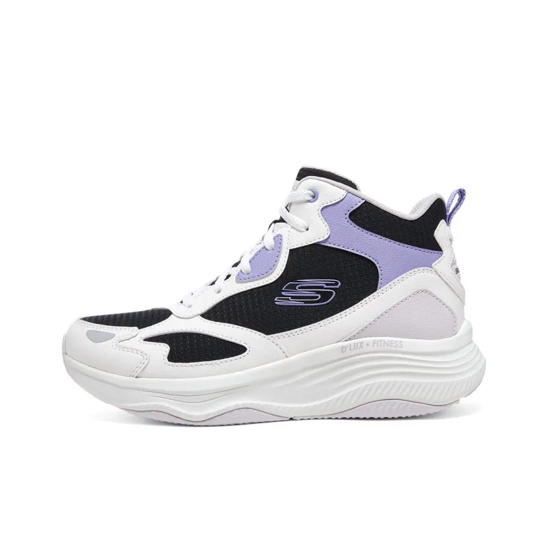 Skechers Cushioning, Wear Resistant High Top Casual Shoes Women's Black White Purple-0