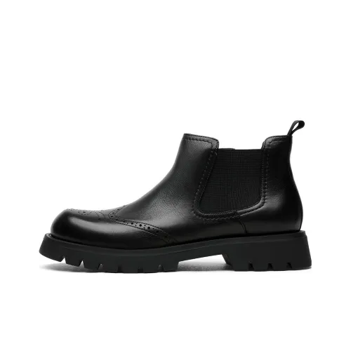 CROWN Chelsea Boots Men's Black One Yard Larger