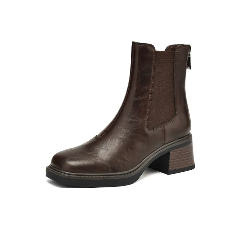 JOSINY Short Chelsea Boots 5.5cm Women's Red Brown-1