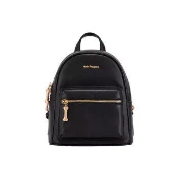 Hush Puppies Cow Leather Backpack Medium Size Women's Black/Blue
