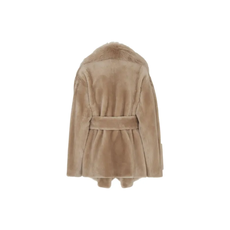 FENDI FW24 Velvet feel Coat Women's Beige-1