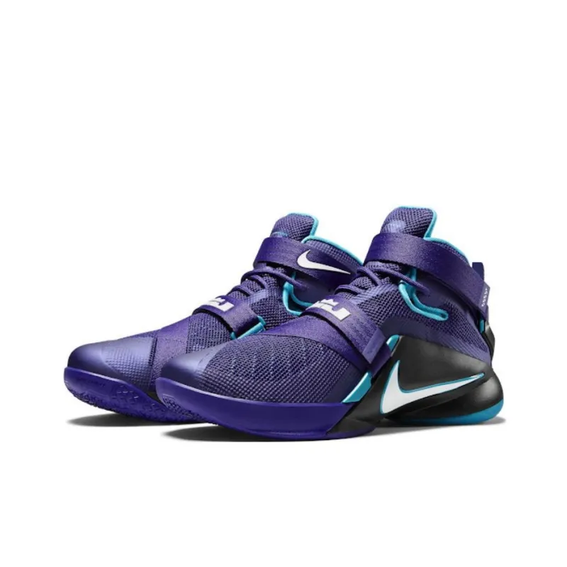 Nike Anti Slip Wear Resistant Mid Top Basketball Shoes Unisex Purple-2