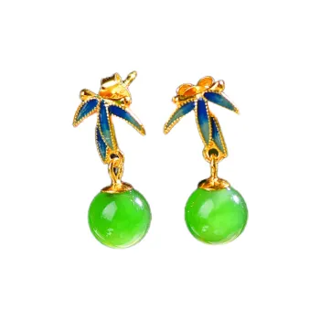 Jade Charm Yao Hetian Jade Earrings Jasper Women's
