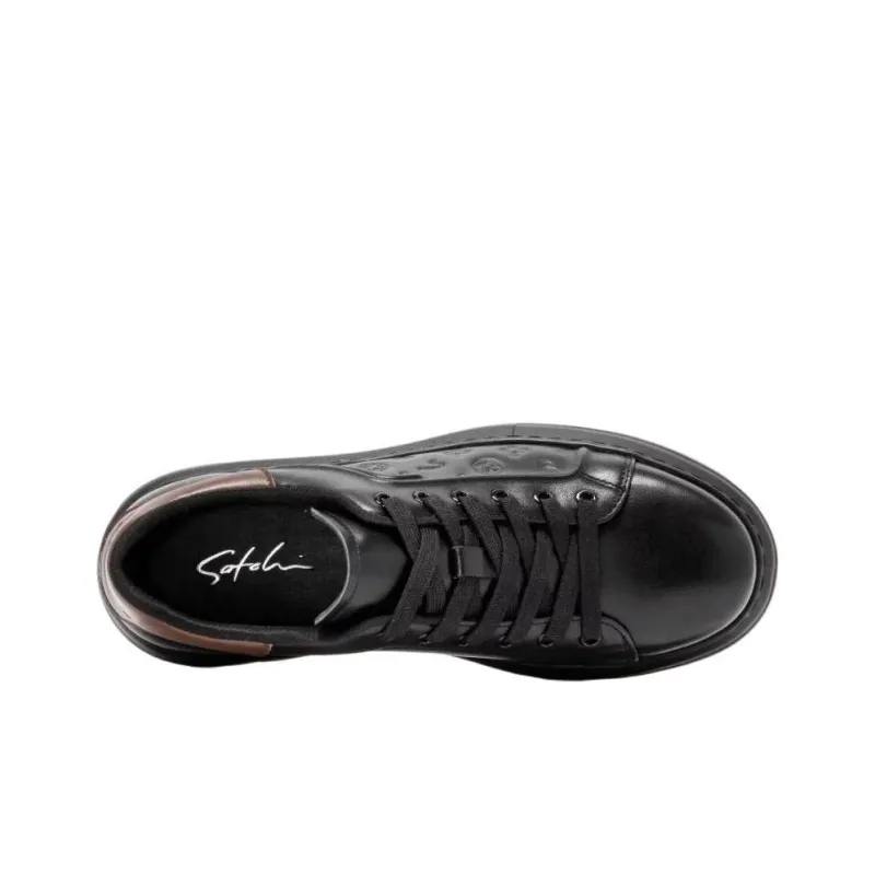 Satchi Wear Resistant Low Top Skateboard Shoes Men's Black-4