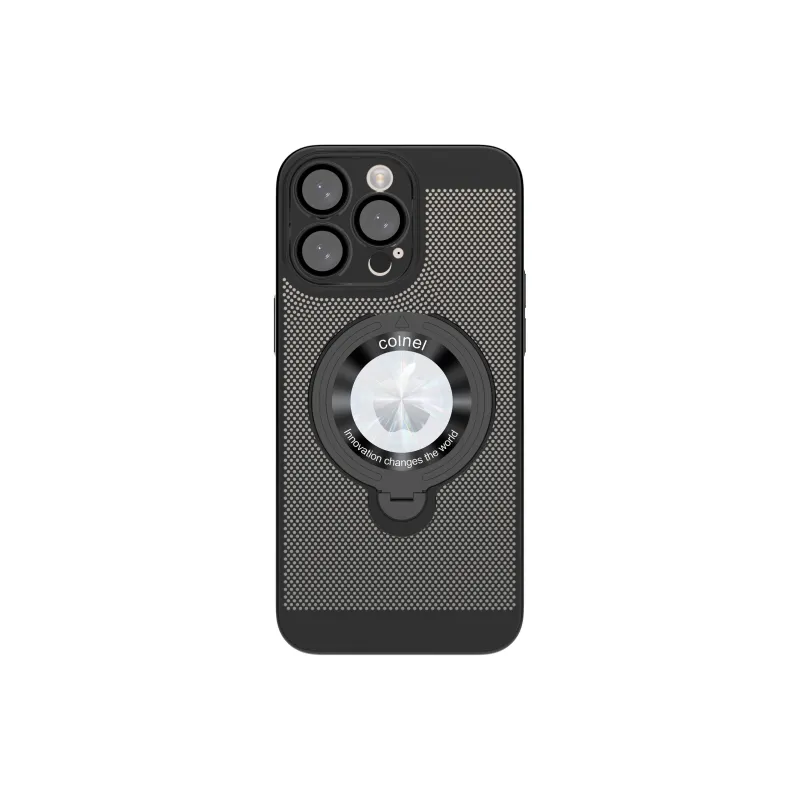 ZHUOJI PC Material Mesh Hole 360U Shield Stand Phone Case Compatible With Apple 16/15/14/13 Series-15