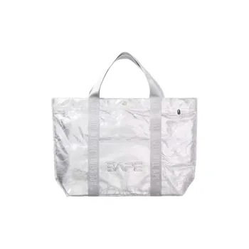 A BATHING APE Hajime Murakami, Collaboration PU Tote Bag, Shopping Bag, Handbag Women's Silver