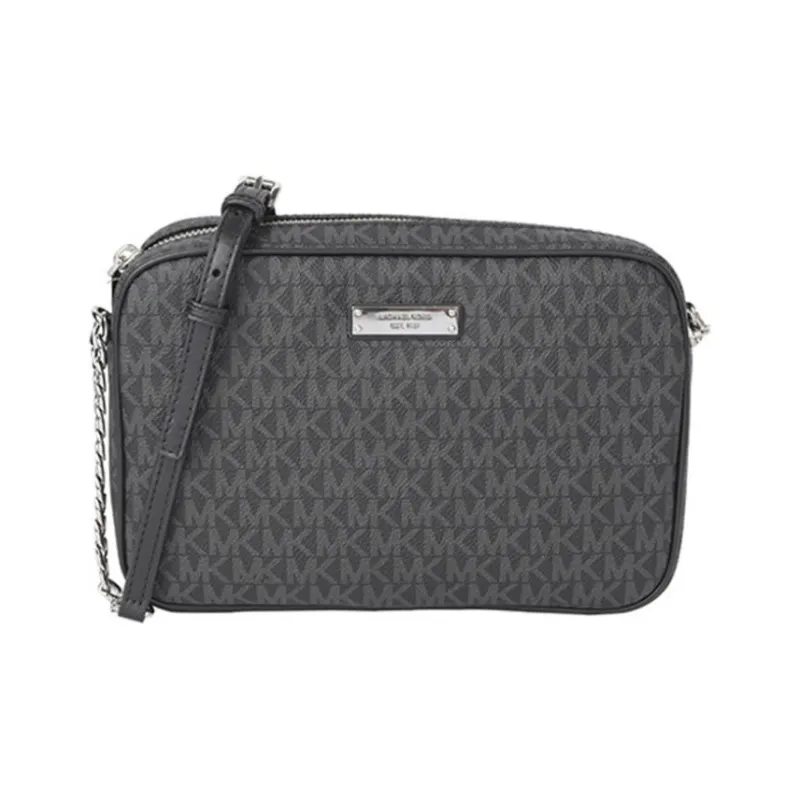 MICHAEL KORS Jet Set PVC Shoulder Bag, Crossbody Bag Large Size Women's Black-0