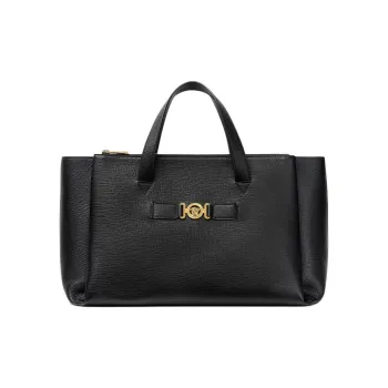 VERSACE MEDUSA BIGGIE Series Cow Leather Tote Bag Shopping Bag Shoulder Bag Handbag Men's Black