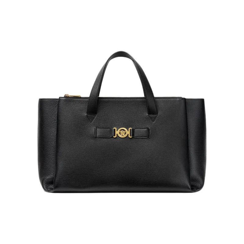 VERSACE MEDUSA BIGGIE Series Cow Leather Tote Bag Shopping Bag Shoulder Bag Handbag Men's Black-0