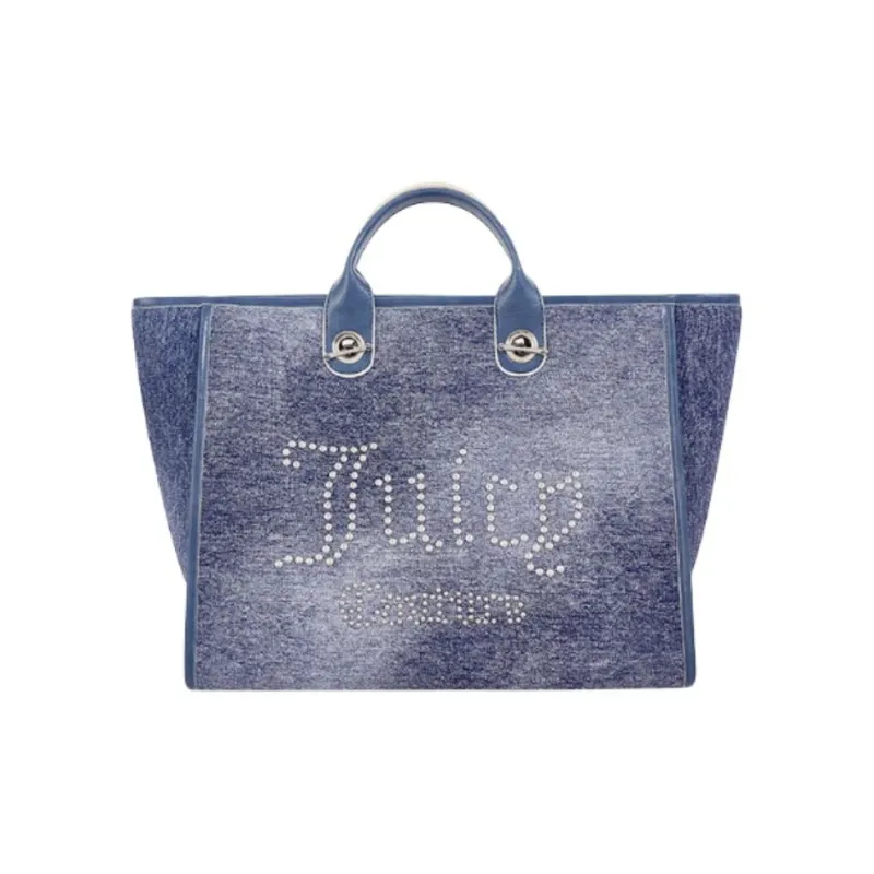 JUZI PU Tote Bag Shopping Bag Shoulder Bag Handbag Large Size Women's Denim Blue-0