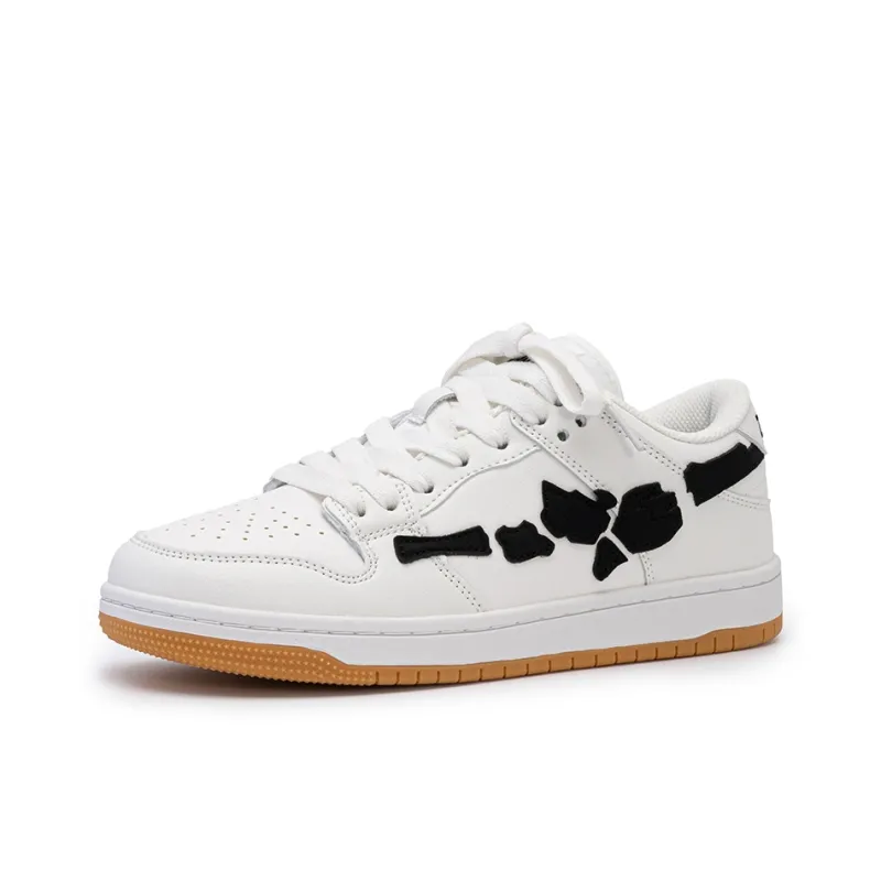 Little Red Man Anti-Slip Wear-Resistant Low-Top Skateboard Shoes Unisex White Natural Rubber-1