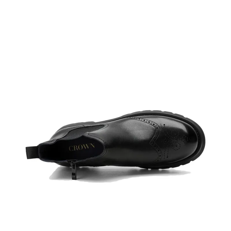 CROWN Chelsea Boots Men's Black One Yard Larger-3